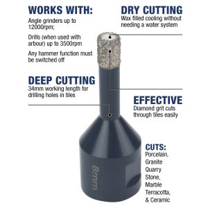 Dry Cut Diamond Tile Drill Bits