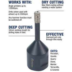 Dry Cut Diamond Tile Drill Bits